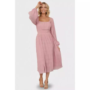 Baltic Born Dalton Pleated Midi Dress | Blush Size XLXL